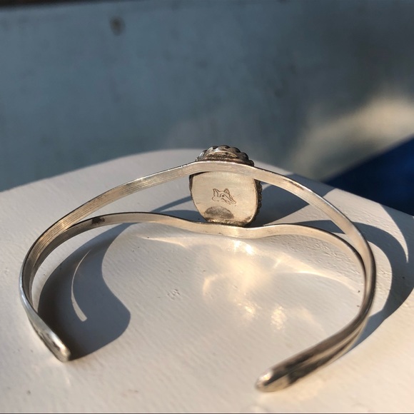 Vintage Sterling Silver Turquoise Cuff Bracelet - Picture 14 of 16